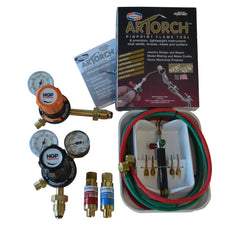 ART Torch kit, 5 tips, torch, hoses and 5/8-18 AS connections. NGP5001 Oxygen & LPG regulators, WITT RF53N flashback arrestors